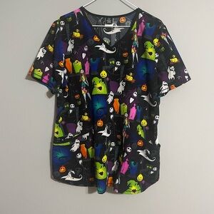 The Nightmare Before Christmas Scrub Top Large NWOT